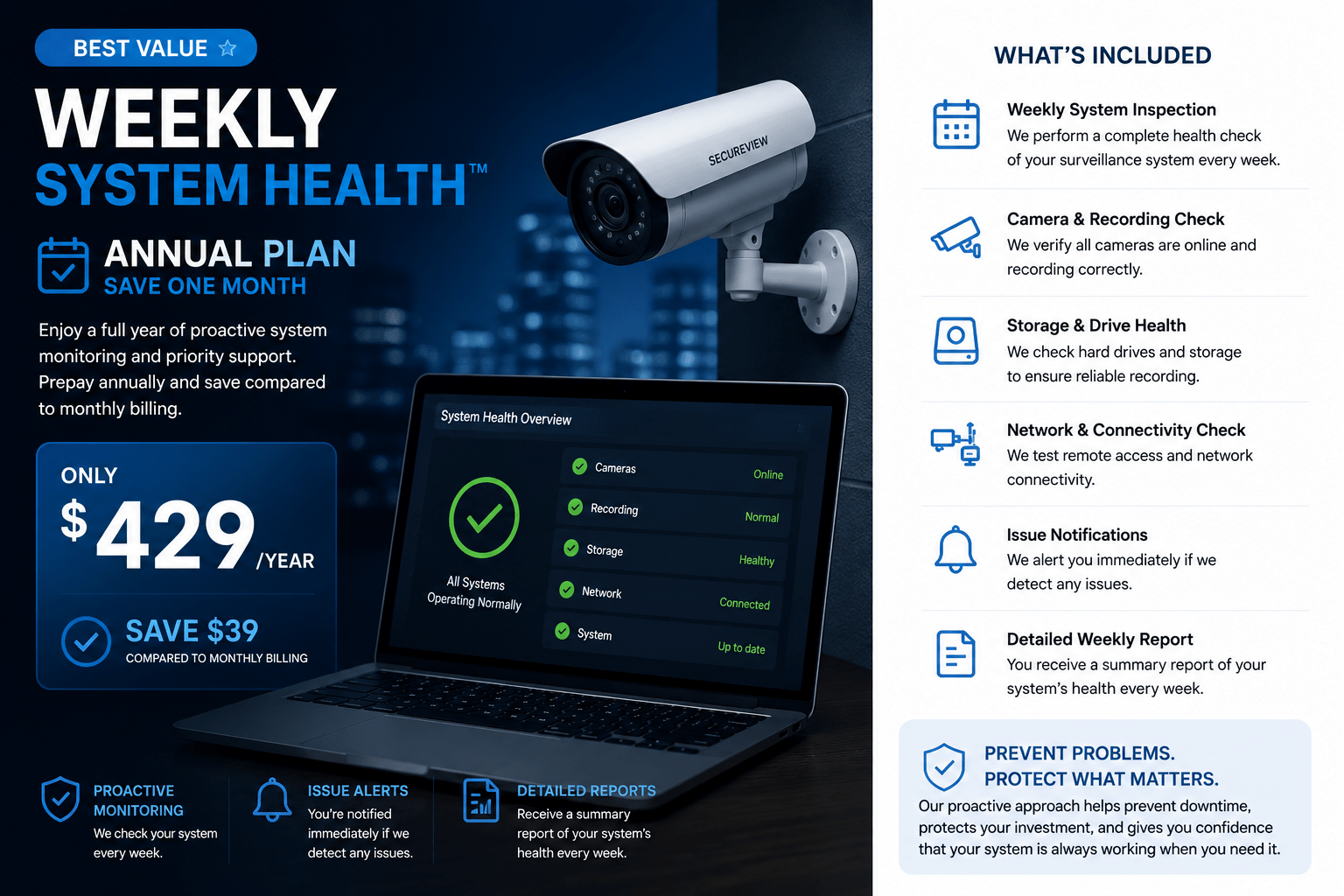 Security Camera Maintenance service Paid Annually
